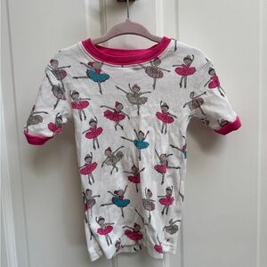 Joyond 3T Girls White & Pink Ballet Pajama Short Sleeve Top